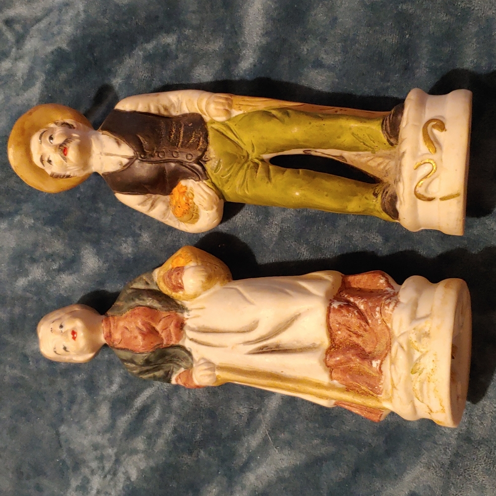 Grandma and Grandpa Farmer Vintage Porcelain Figurines